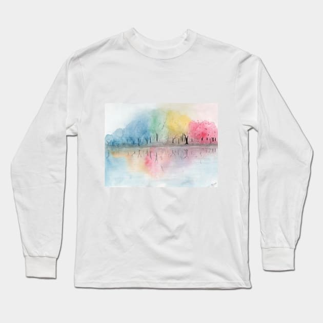 Colorful Trees Long Sleeve T-Shirt by lindaursin